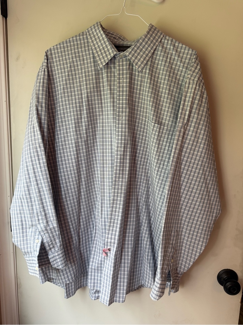 Covington Gray and White Plaid Button-Front Dress Shirt